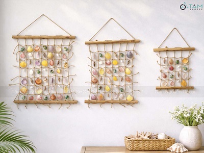 Lưới dây thừng sò ốc Việt Nam thủ công [3 Size - Sò ốc thật] Rộng 30-40-50cm PKT-BIEN-06